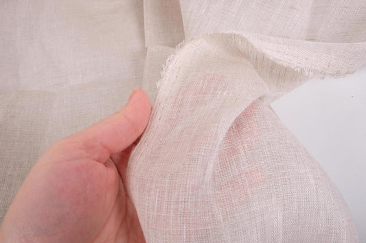 Sheer GAUZE linen fabric - melange natur - regular - 373SH