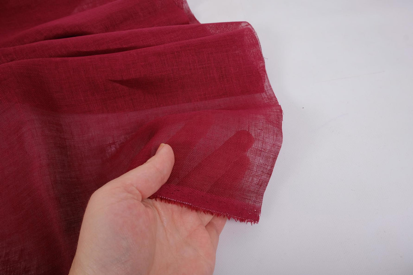 Sheer GAUZE linen fabric - winered - 381SH
