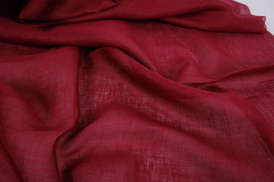Sheer GAUZE linen fabric - winered - 381SH