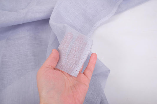 Sheer GAUZE linen fabric - baby blue- 382SH