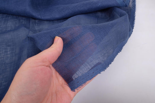 Sheer GAUZE linen fabric - dark blue- 384SH