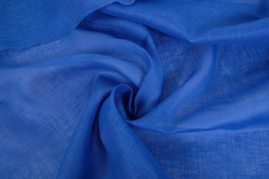 Sheer GAUZE linen fabric - royal blue- 385SH