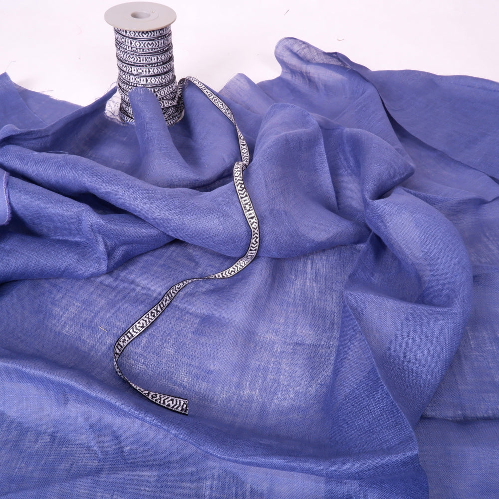 Sheer GAUZE linen fabric - mist blue- 386SH