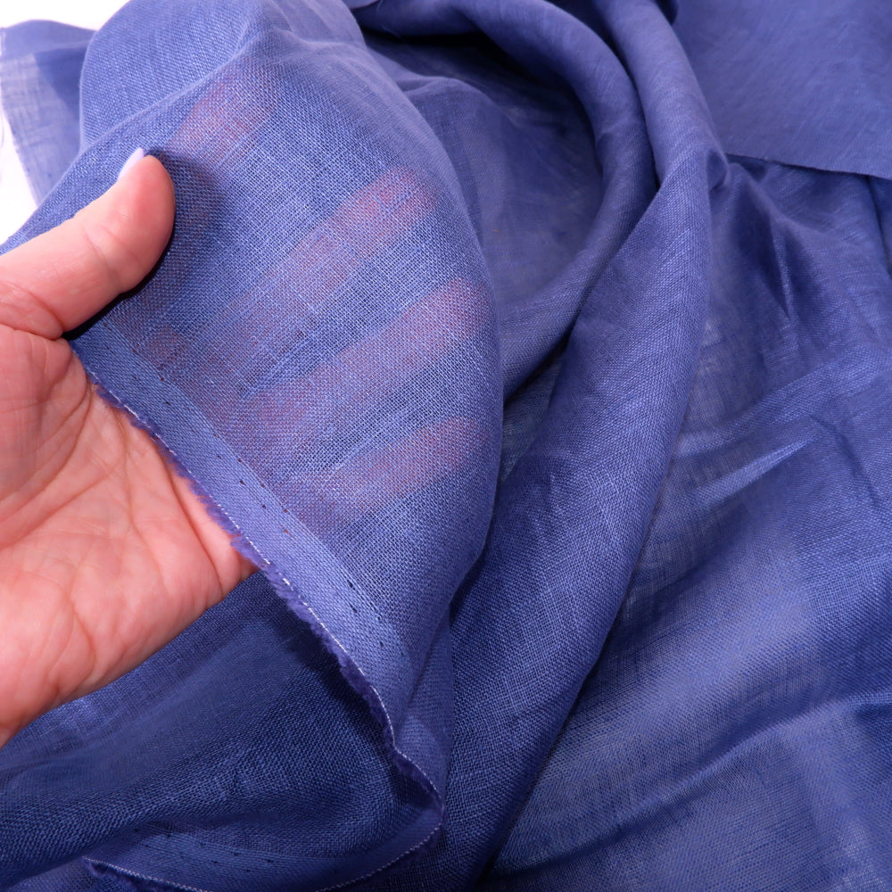 Sheer GAUZE linen fabric - mist blue- 386SH