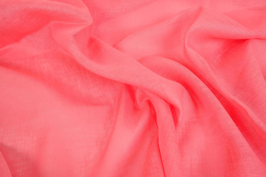 Sheer GAUZE linen fabric - salmon pink- 387SH
