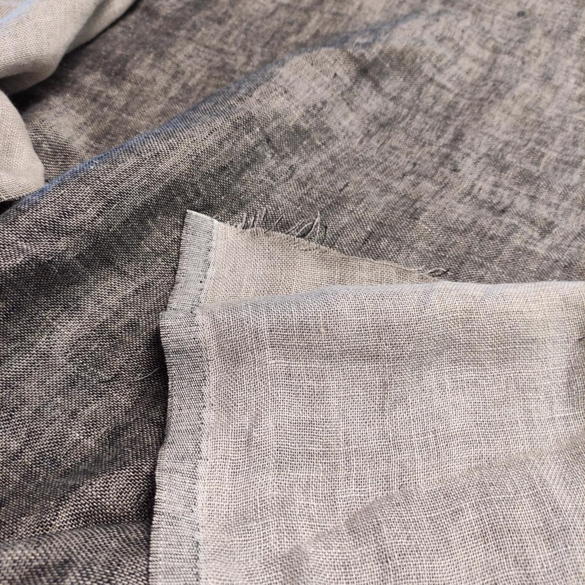 Black natur - double sided linen fabric - 047Z
