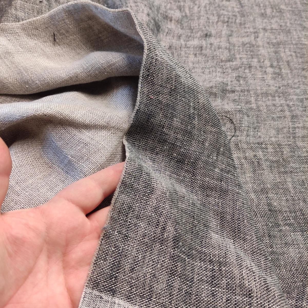Black natur - double sided linen fabric - 047Z