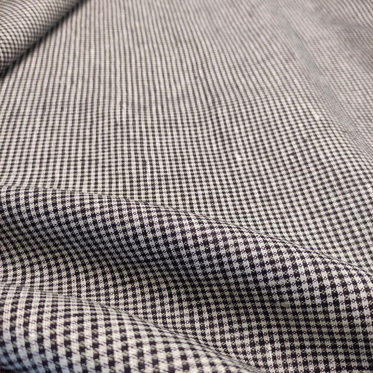 Pepita - pin check in black white - linen fabric - 268P