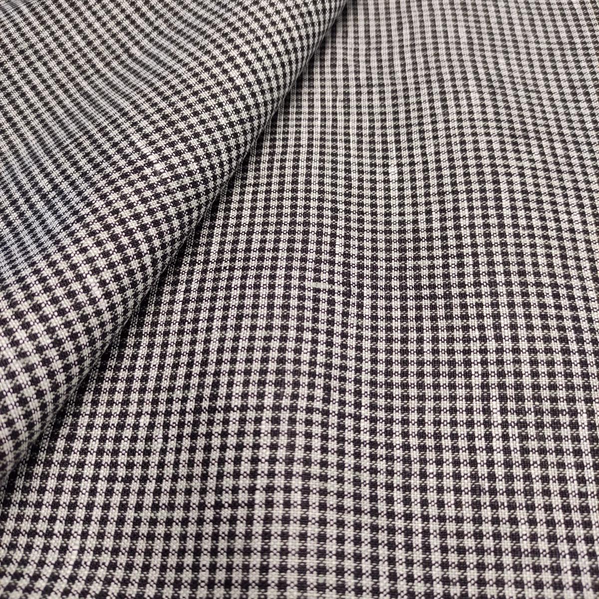 Pepita - pin check in black white - linen fabric - 268P