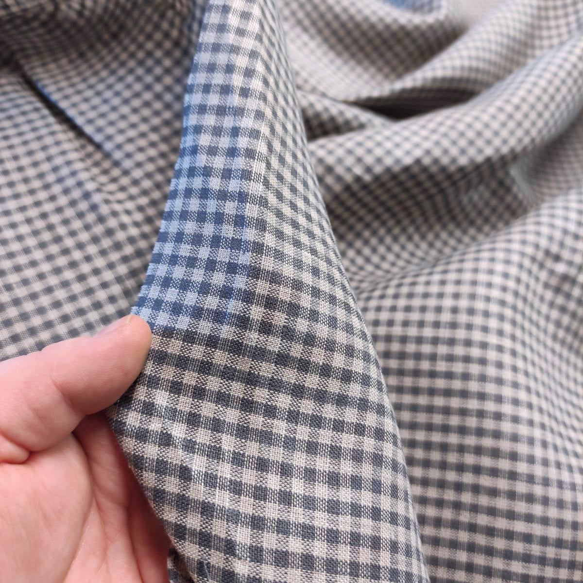 Pepita - pin - check in grey and natur - linen fabric - 397M