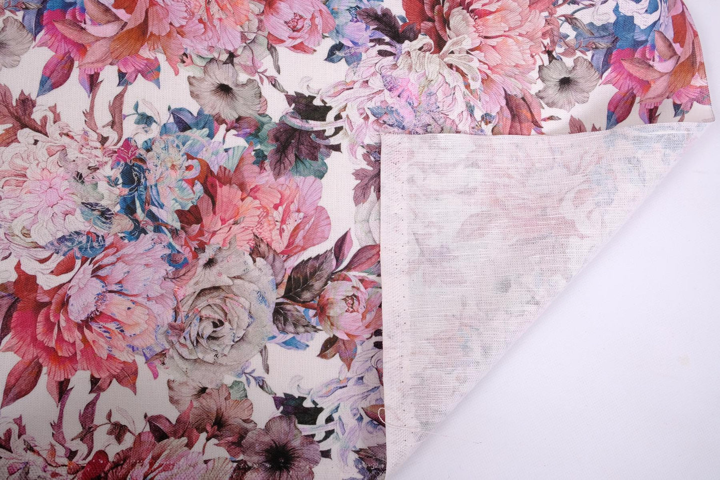 Dahlias - floral print on linen - 395P