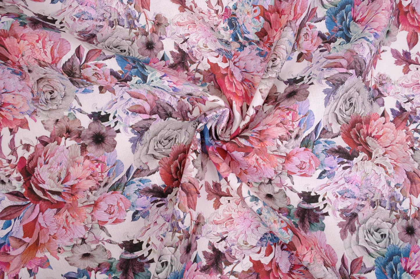 Dahlias - floral print on linen - 395P