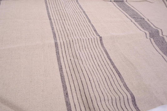 Vintage Belgian pattern - grey with various stripes - Linen fabric 787H
