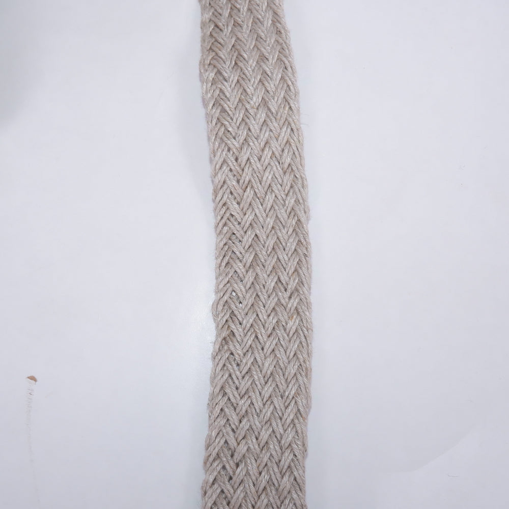 Braided flat linen rope - natur 30mm - 1940G