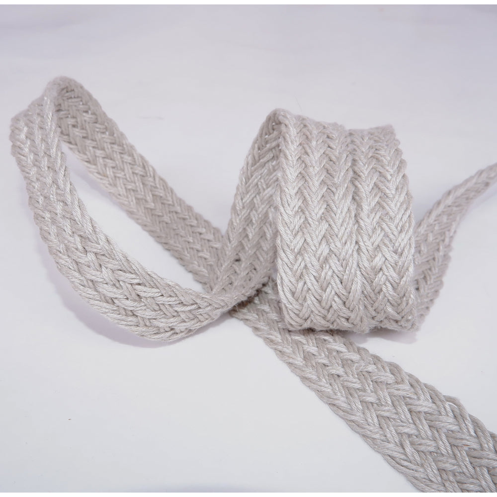 Braided flat linen rope - natur 20mm - 1930G
