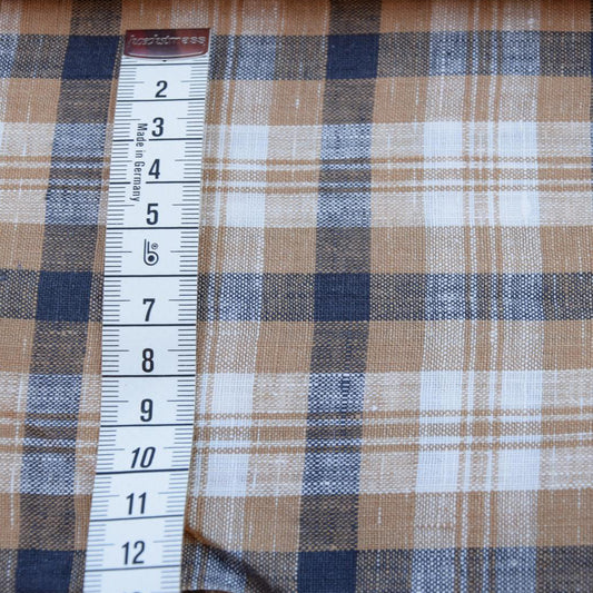 Cowboy check brown - linen fabric - 220L