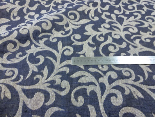 Double sided - floral dark blue - linen fabric - 287H