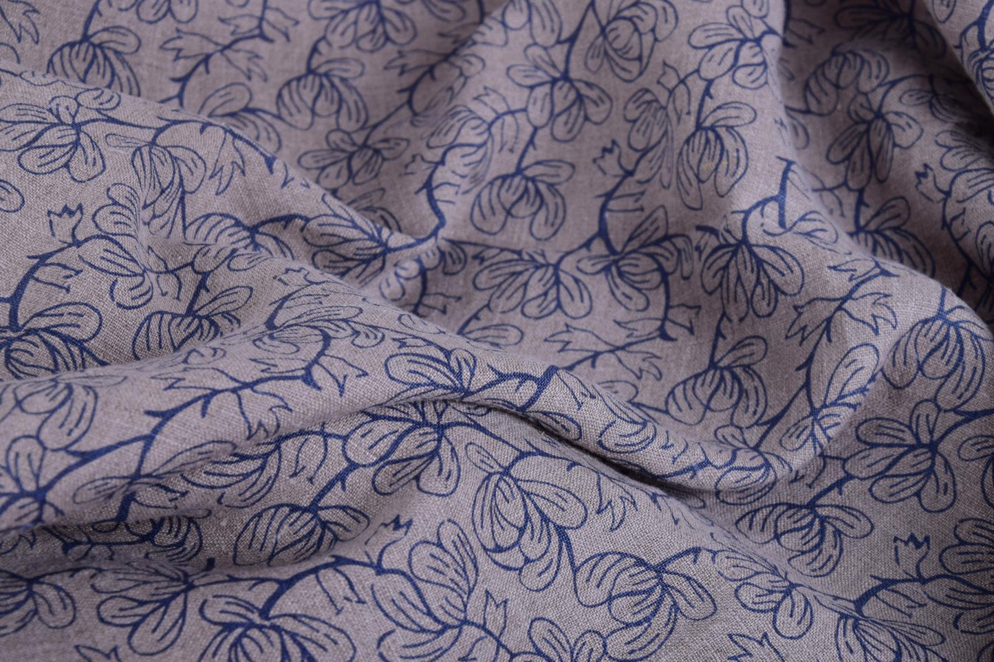 Flax flower print on natural - 989P