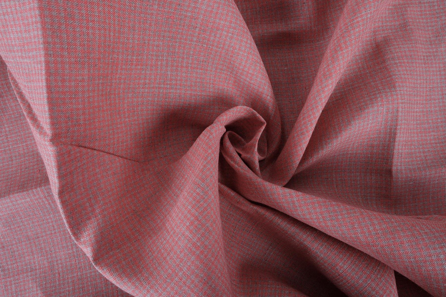 Classic orange grey check - linen fabric - 415M
