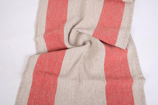 Red natur - sack weave - linen fabric - Tuscany - 033A