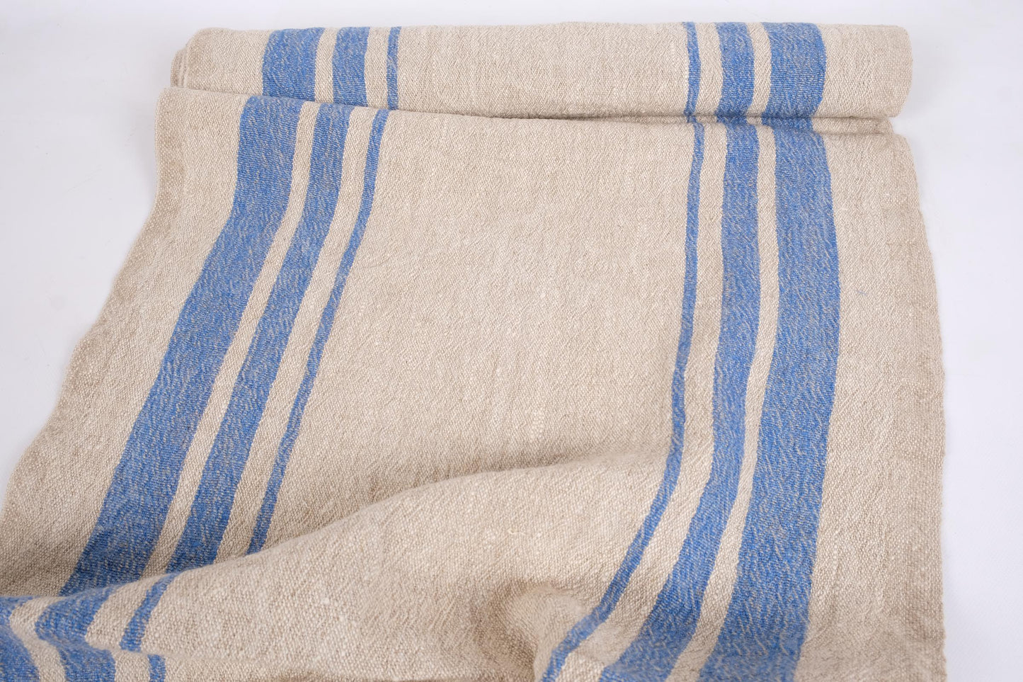 Blue natur - sack weave linen fabric - Grainsack - 035A