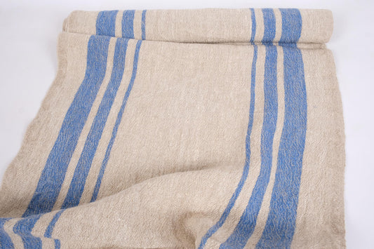 Blue natur - sack weave linen fabric - Grainsack - 035A