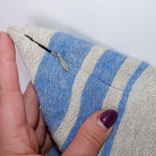 Blue Striped - linen pillowcase