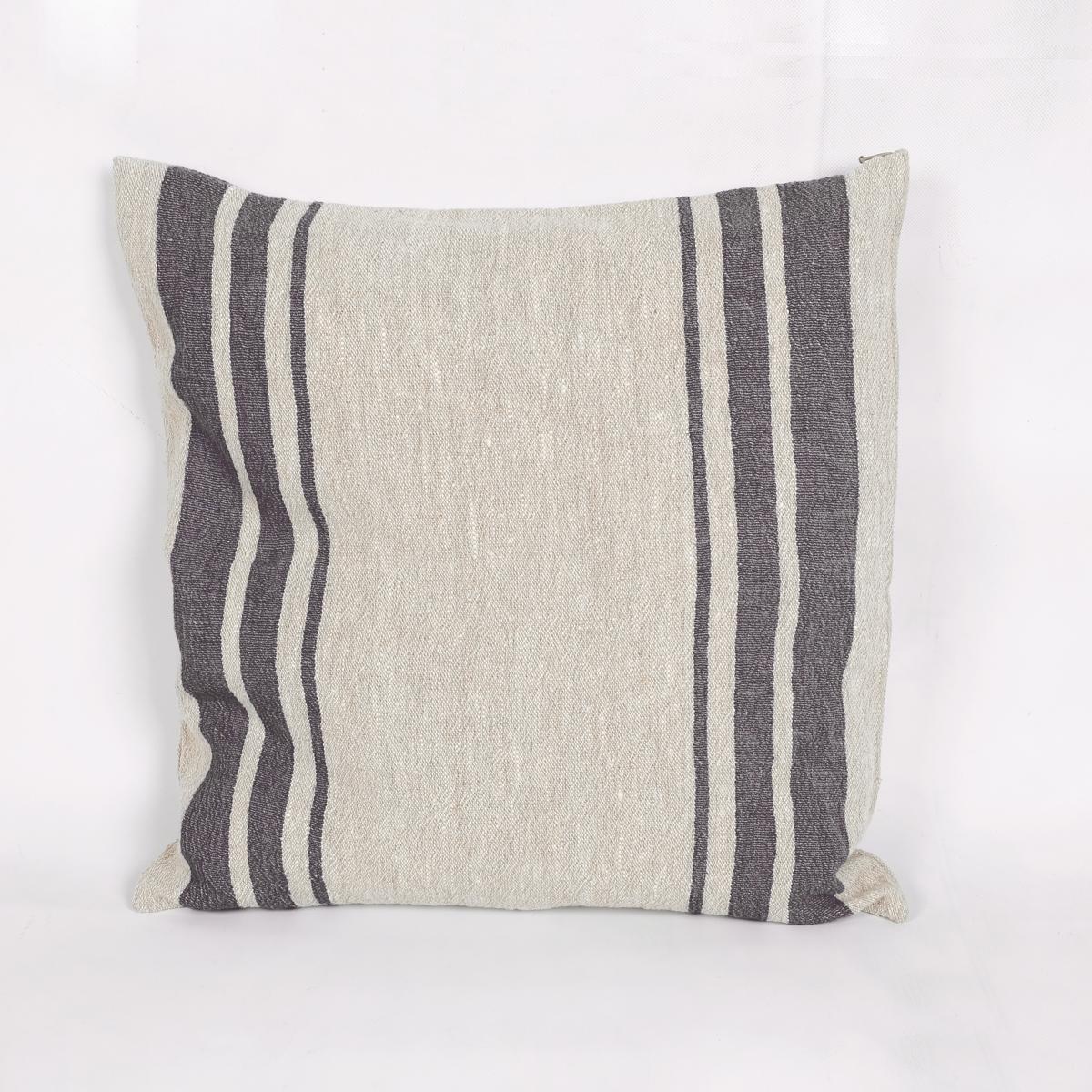 Black Striped - Grain - linen pillowcase