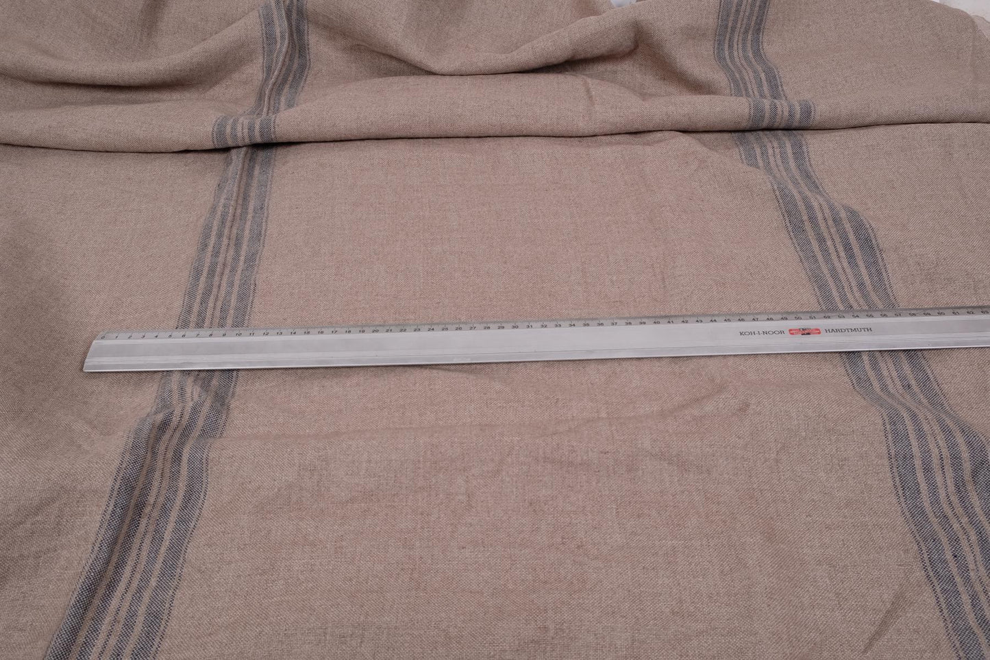French linen fabric - brown with stripes - 061H