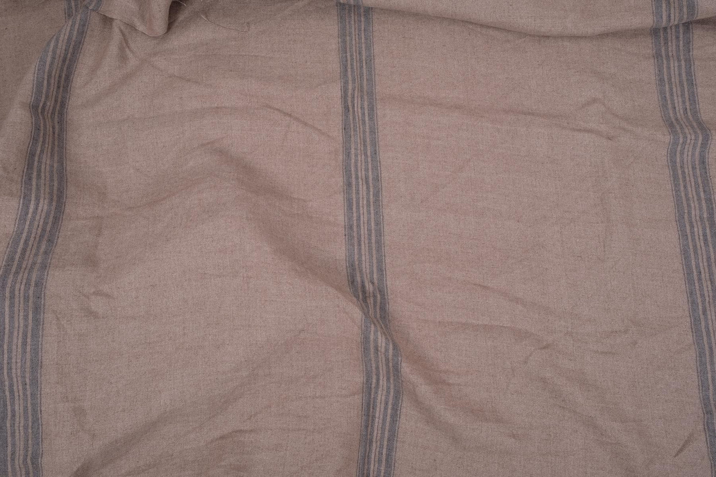 French linen fabric - brown with stripes - 061H