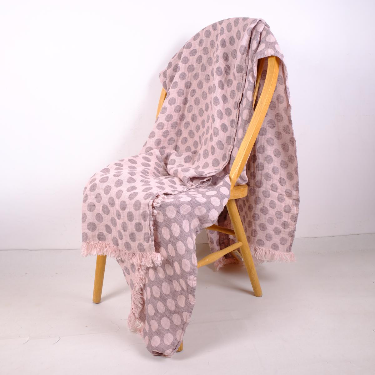 Pink dots - linen blanket