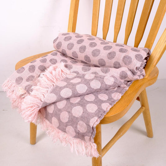 Pink dots - linen blanket