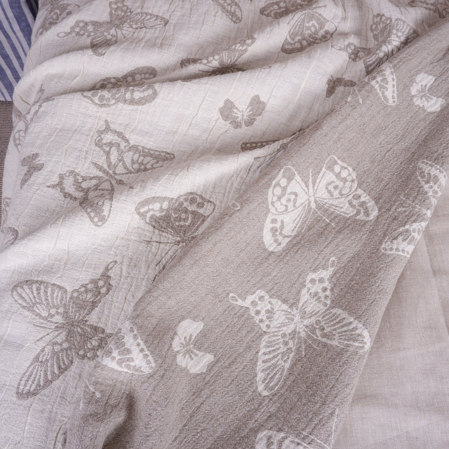 Natural Butterflies linen blanket