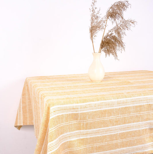 Yellow cottage stripes - tablecloth