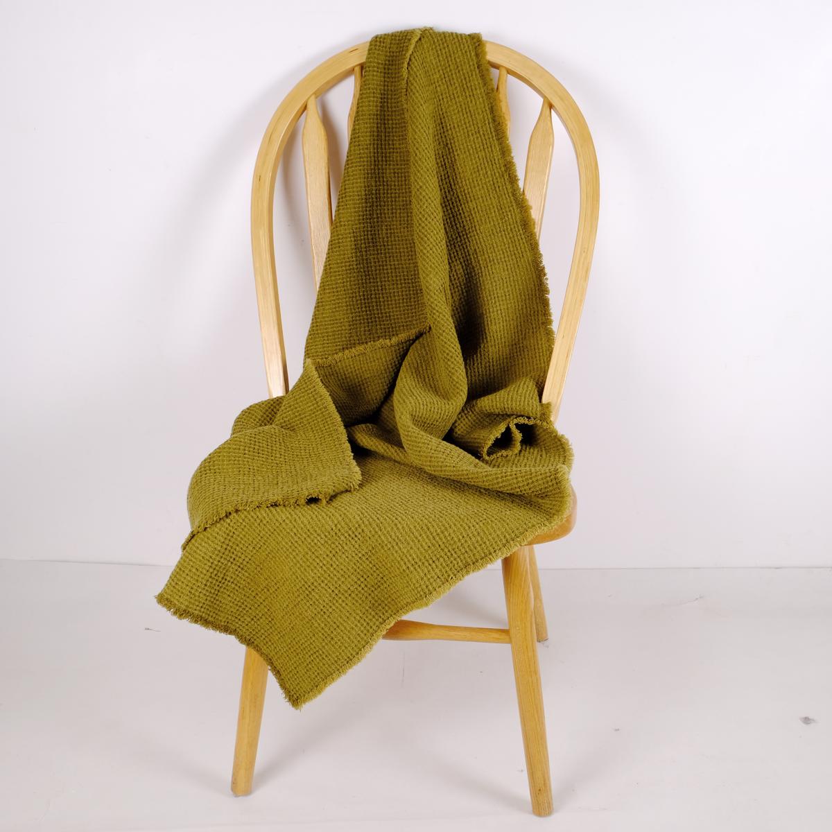 Green moose - waffle - linen blanket