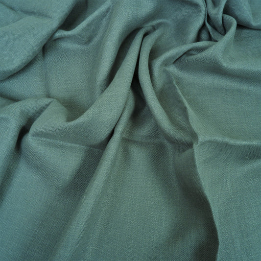 Herringbone - solid color muddy green - 100% linen fabric medium weight 799H