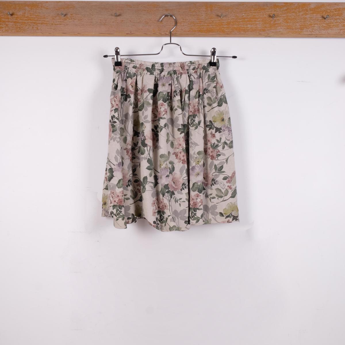 Natural floral - linen skirt