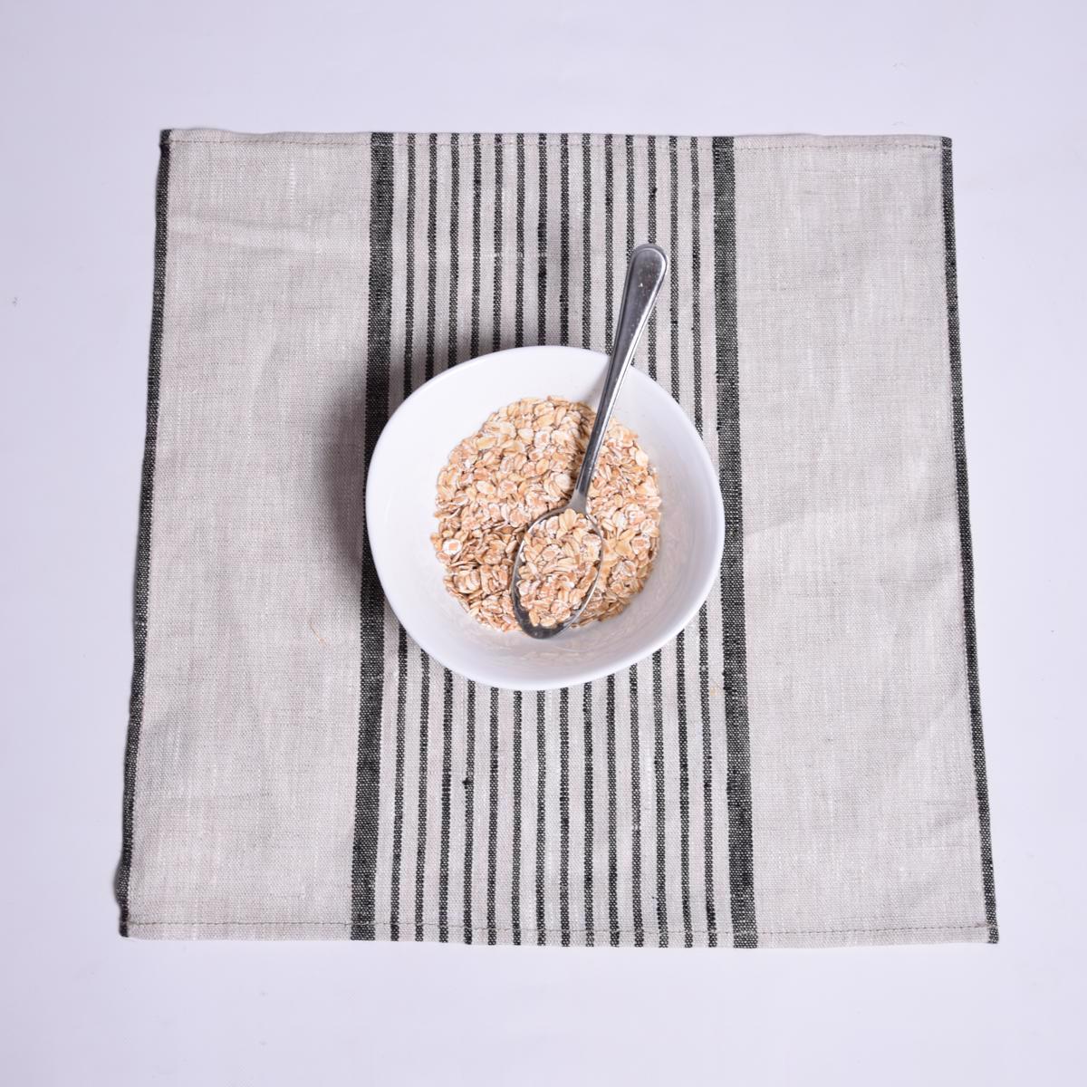 Natur black striped - napkin - washed