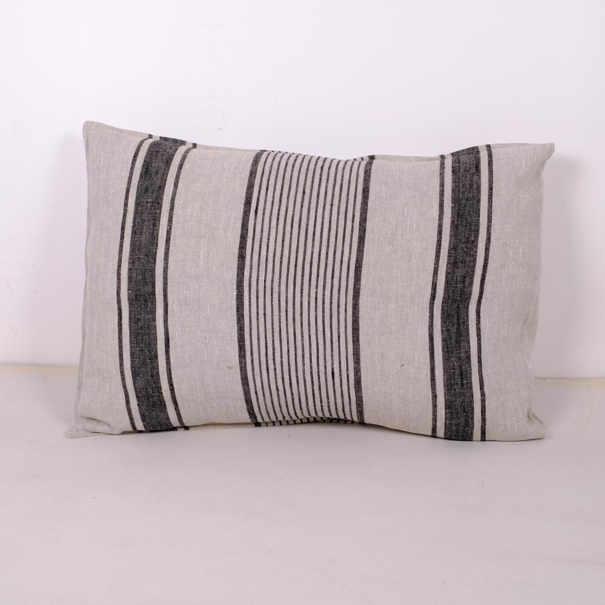 Black Striped - Village - linen pillowcase