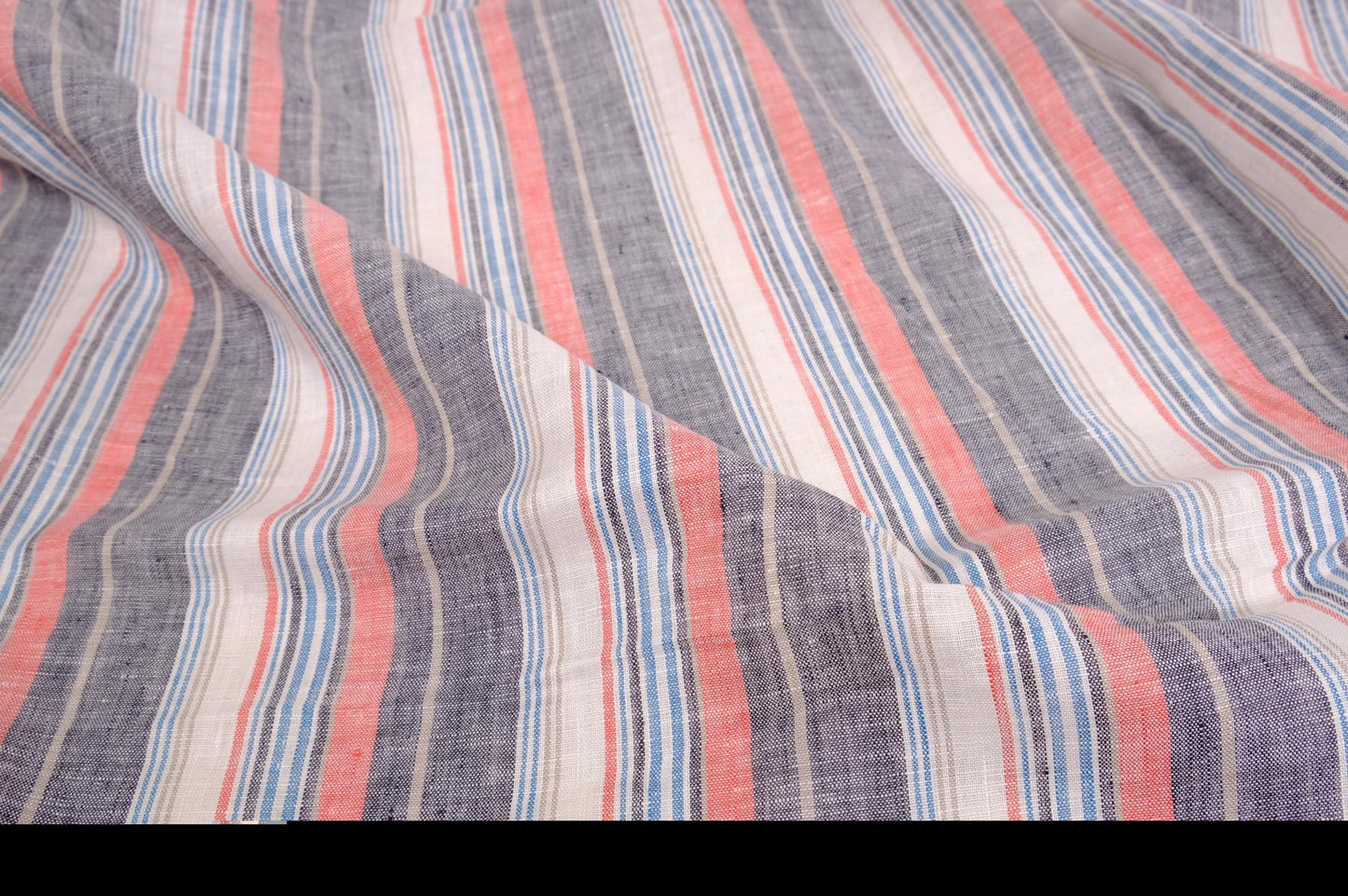 Striped light linen -grey red white blue - 063M