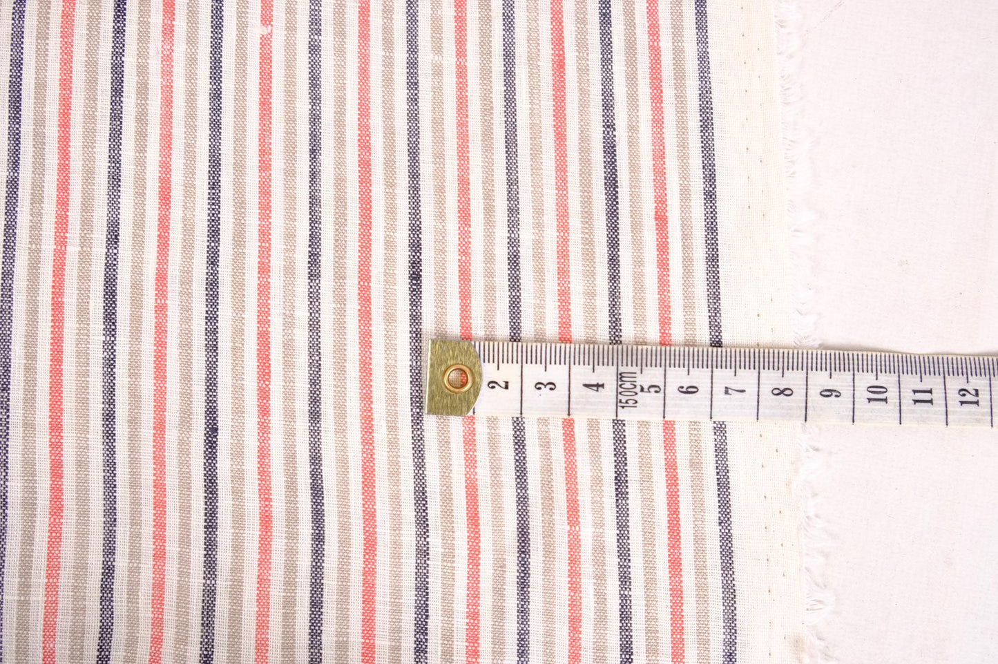 Striped light linen - white pink grey - 064M