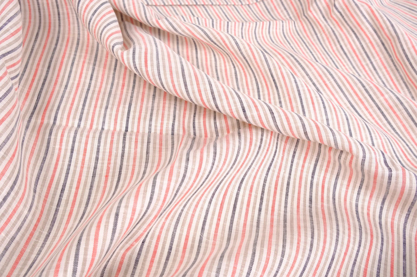 Striped light linen - white pink grey - 064M