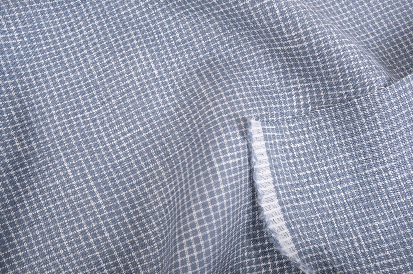 Checked linen fabric - Notebook blue white - 067M