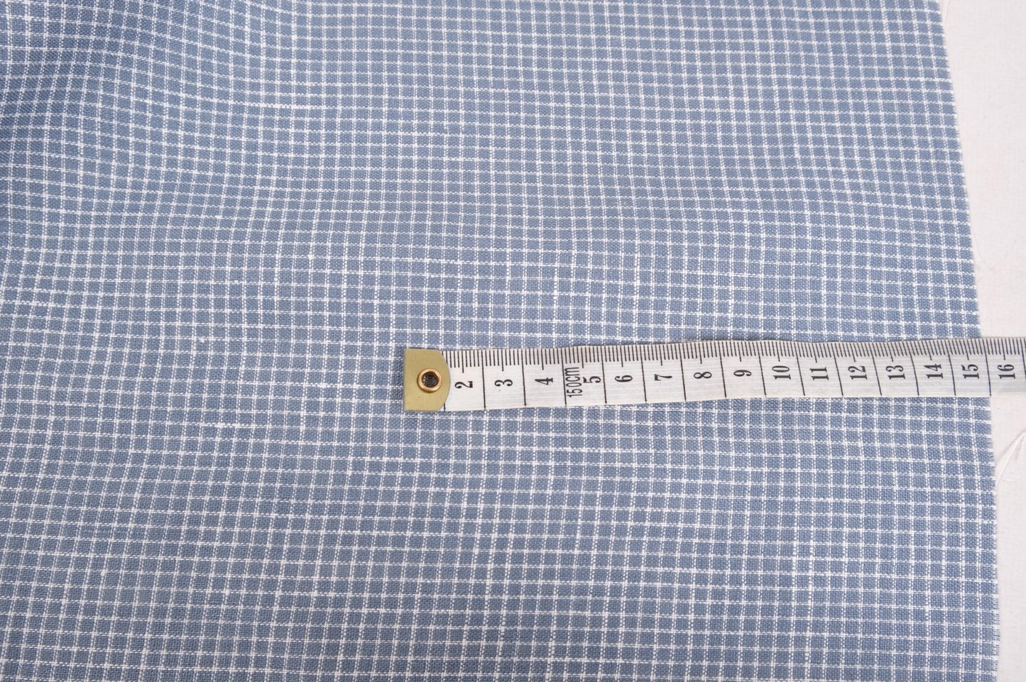 Checked linen fabric - Notebook blue white - 067M