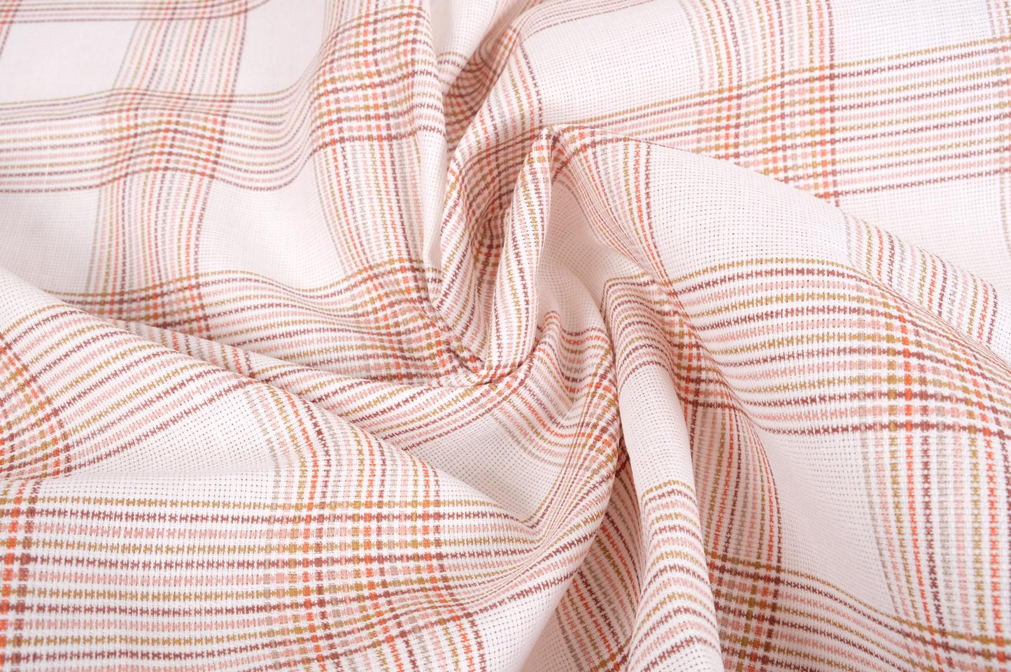 Checkered linen fabric - heavy - white ecru- 065H