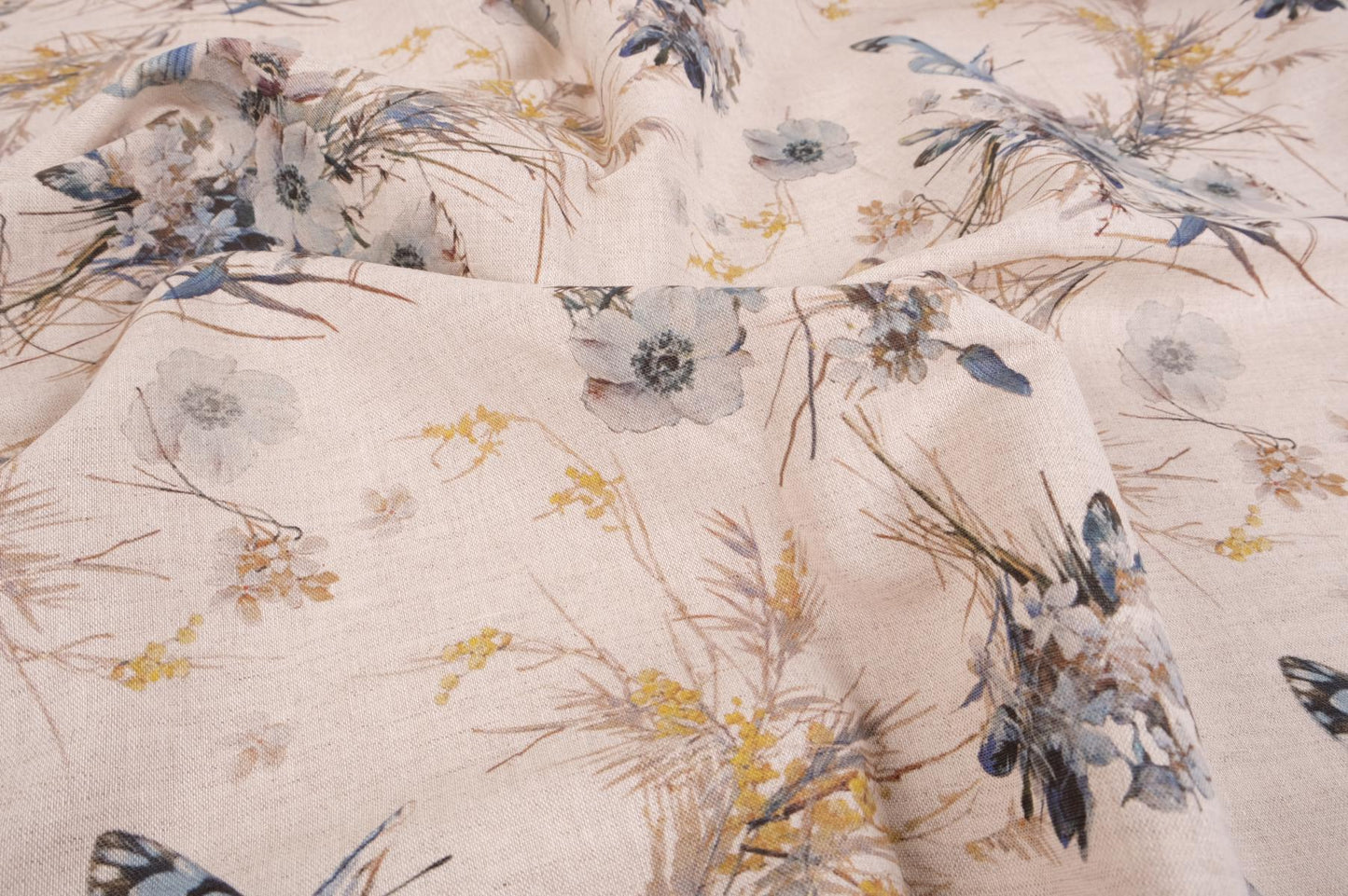Beige floral with butterflies print - 9901P