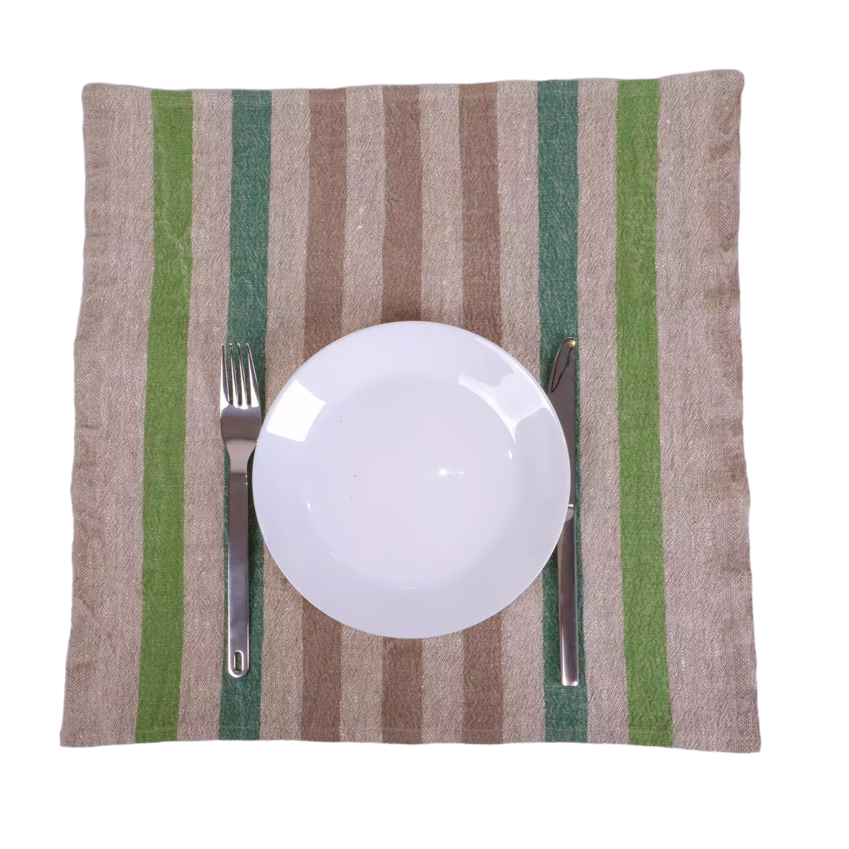 Natur - green - striped napkin