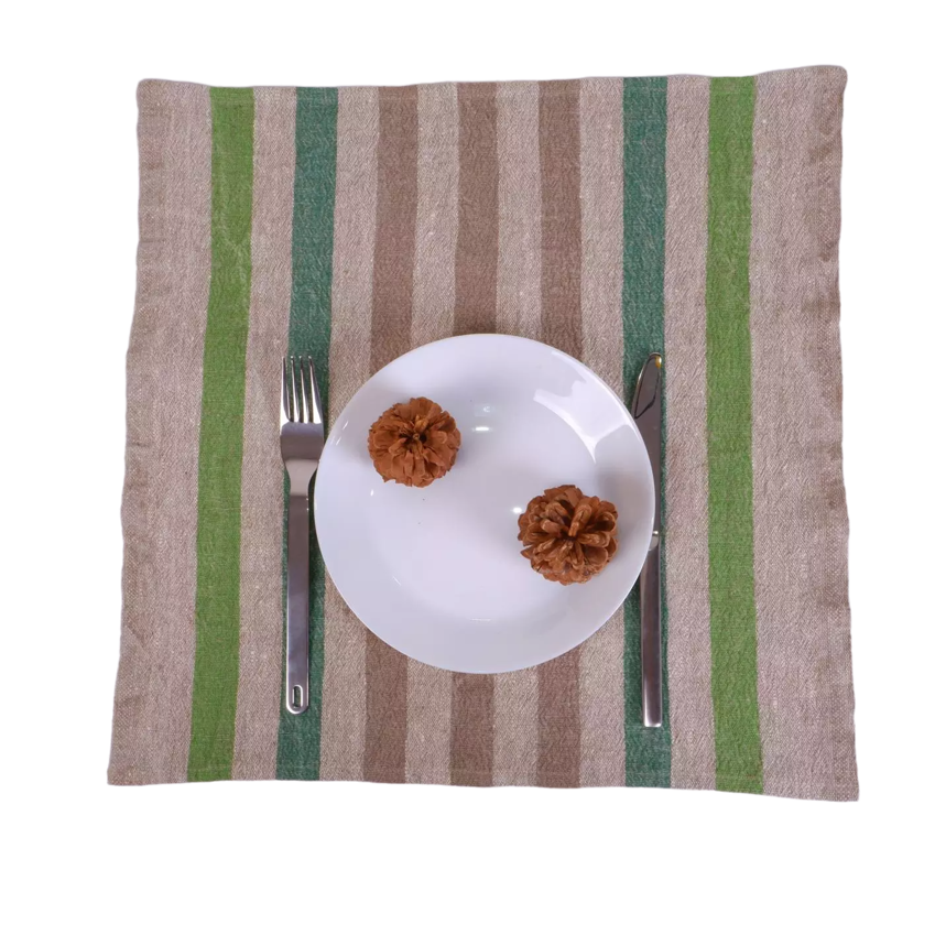 Natur - green - striped napkin