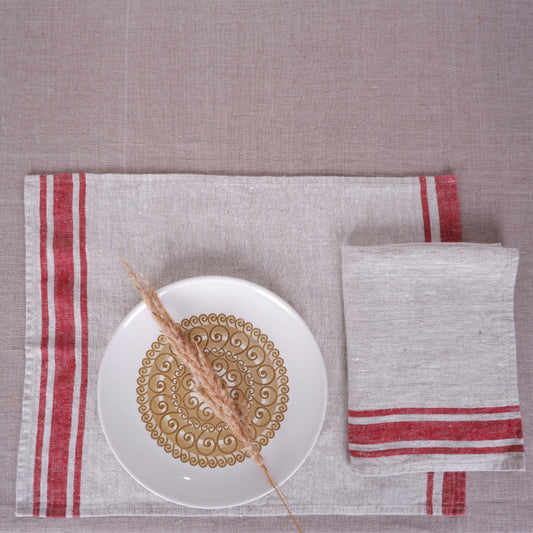 Natur - burgundy striped napkin - Burgundy Edges