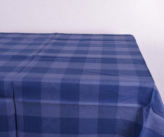 Blue gingham linen tablecloth